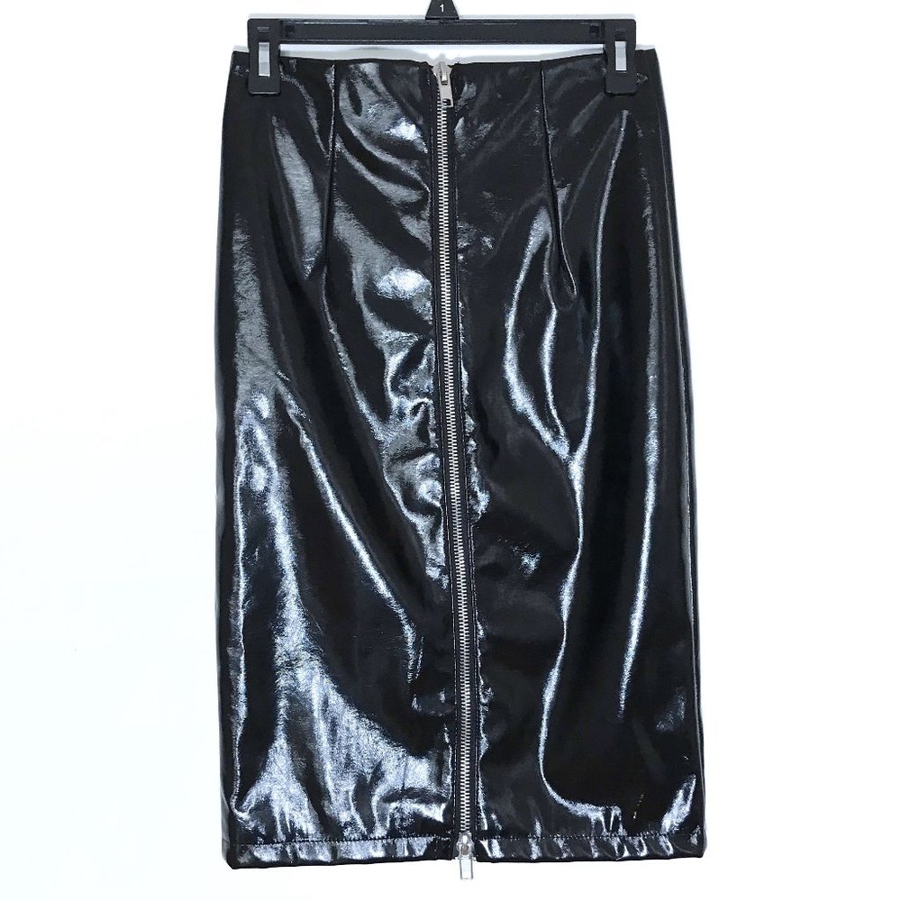 Slim Faux-Leather Black Pencil Skirt